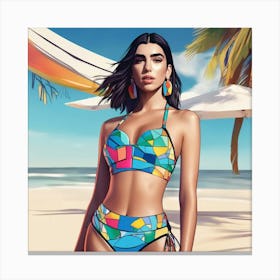 dua lipa colourful art print portrait 8 Canvas Print