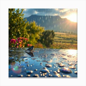 Rain Drops On A Puddle Canvas Print