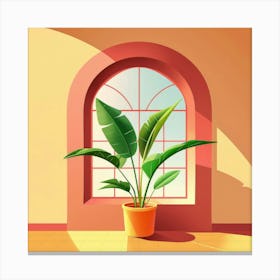 Plant In Front Of Window Canvas Print