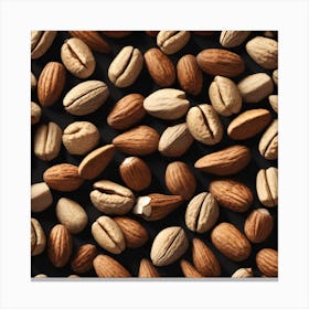 Almonds On A Black Background 8 Canvas Print