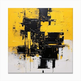 Hand Painted Abstract Black And Yellow Canvas Print