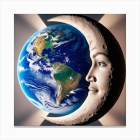 Earth And Moon Canvas Print