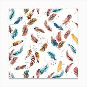 Magical Bohemian Feathers Square Canvas Print