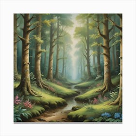 An Enchanting Forest Scene Art Art Print 3 Canvas Print