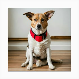A Photo Of A Dog Sitting On The Floor 2 Canvas Print