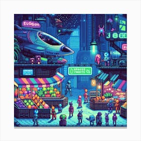 8-bit intergalactic marketplace Canvas Print