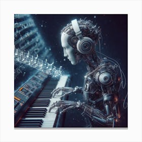 Robot Playing Piano Canvas Print