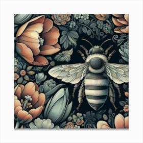 Bees And Flowers 1 Canvas Print