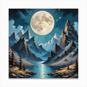 Moon Mountains Art Print Canvas Print