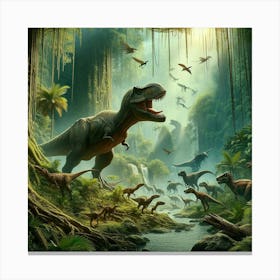 Dinosaurs In The Jungle Canvas Print