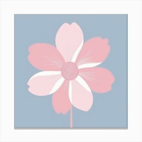 A White And Pink Flower In Minimalist Style Square Composition 342 Canvas Print