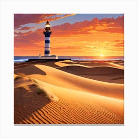 Lighthouse In The Dunes Canvas Print