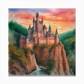 An Enchanting Medieval Castle Perched 2 Canvas Print