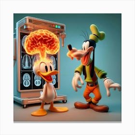 Donald Duck And Mickey Mouse Canvas Print