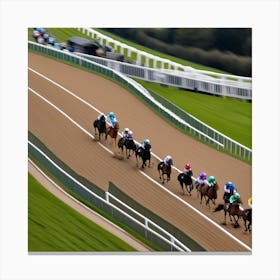 Horse Racing On The Track Canvas Print
