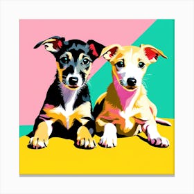 Whippet Pups, This Contemporary art brings POP Art and Flat Vector Art Together, Colorful Art, Animal Art, Home Decor, Kids Room Decor, Puppy Bank - 106th Canvas Print