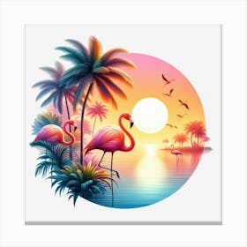 Sunset Flamingos Canvas Print