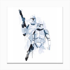 Stormtroopers Watercolor Square Canvas Print