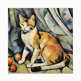 Cat With Apples Modern Art Cezanne Inspired Canvas Print