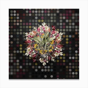Vintage Lily of the Valley Flower Wreath on Dot Bokeh Pattern n.0687 Canvas Print