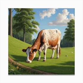 Cow Grazing Canvas Print