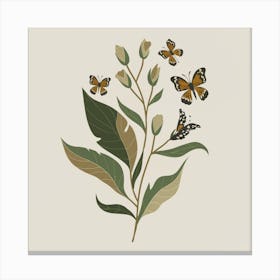 Butterflies And Leaves Canvas Print