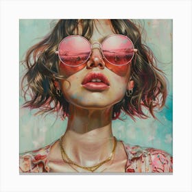A Girl With Pink Sunglasses Canvas Print
