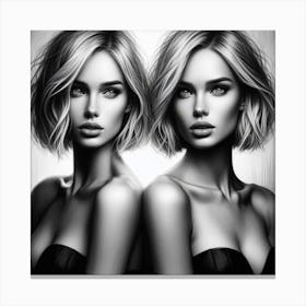 Two Women In Black And White Canvas Print