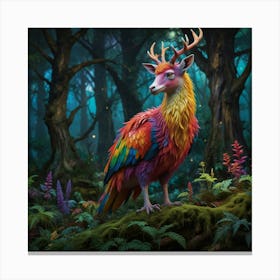 Colorful Deer In The Forest Canvas Print