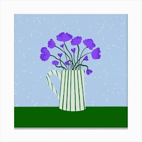 Purple poppies - blue and green Canvas Print