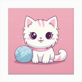 Cute Kitten With A Ball Of Yarn Canvas Print