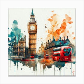 London Watercolor Painting Canvas Print