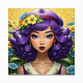 Fairytale Girl With Purple Hair Canvas Print