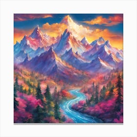 Sunset Mountain Range Canvas Print