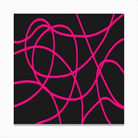 Abstract Line Art Pink and Black Canvas Print