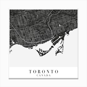 Toronto Canada Minimal Black Mono Street Map  Square Canvas Print