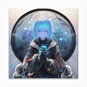 Anime Girl With Blue Hair Canvas Print