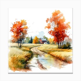 Watercolor Autumn Watercolor Painting Canvas Print