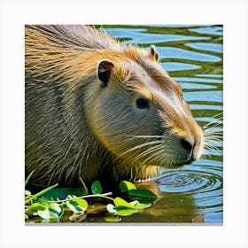 Capybara Rodent Largest South America Semi Aquatic Herbivore Social Cute Friendly Furry An (2) Canvas Print
