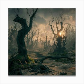 Explore the Enigmatic Beauty of a Post-Apocalyptic Forest: Witness Nature's Resilience in Captivating Detail! 🌳📸 #PostApocalyptic #NaturePhotography. Canvas Print