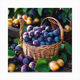 Plums In Baskets Canvas Print