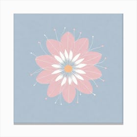 A White And Pink Flower In Minimalist Style Square Composition 731 Canvas Print