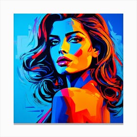 Abstract Retro Neon Colors Picasso Of Female Canvas Print