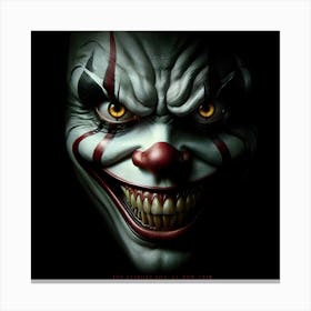 Creepy scary Clown isolated on black background 2 Canvas Print