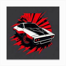 Car Red Artwork Of Graphic Design Flat (313) Canvas Print