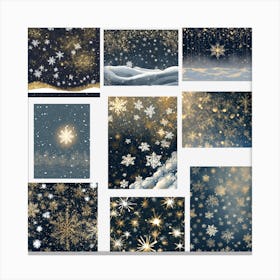 Snowflakes Collection, Christmas Tree art, Christmas Tree, Christmas vector art, Vector Art, Christmas art, Christmas, collage, collage art Canvas Print