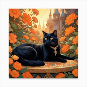 Sleek Black Cat Canvas Print