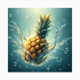 A Pineapple with Water Splash 1 Canvas Print