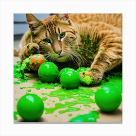 Five Cats Playing With Balls 1 Canvas Print