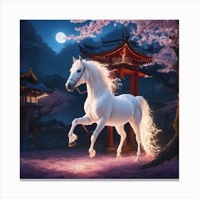 White Horse In The Night Canvas Print